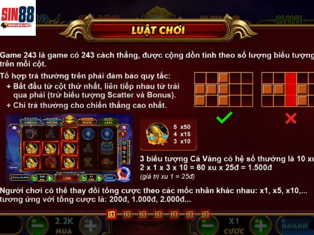 Luật chơi kho báu tứ linh sin88